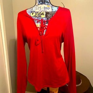 Long sleeve tie front top